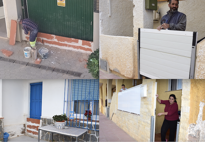 Los vecinos de Los Alcázares instalan ladrillos y compuertas contra las riadas
