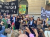 Los activistas del Mar Menor celebran en la puerta del Senado la nueva Ley