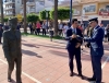 El alcalde José Miguel Luengo y el coronel Soria junto a la escultura al cedete